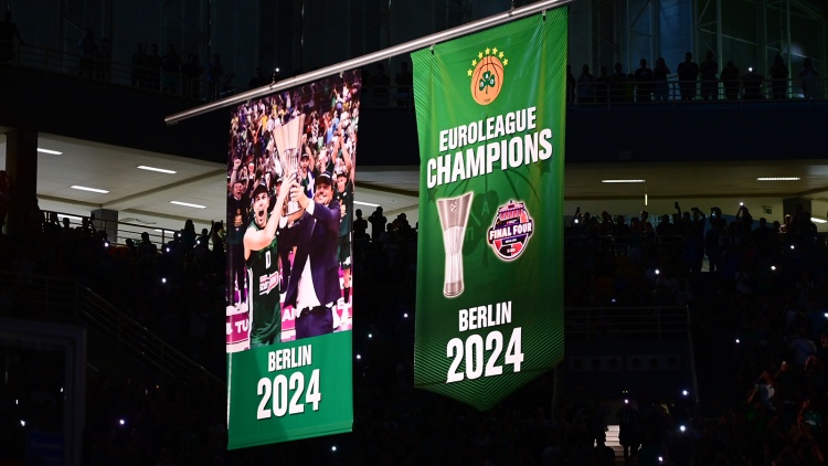 Με Σλούκα &amp; Αταμάν στην οροφή του ΟΑΚΑ το λάβαρο για το 7ο ευρωπαϊκό του Παναθηναϊκού (vid)